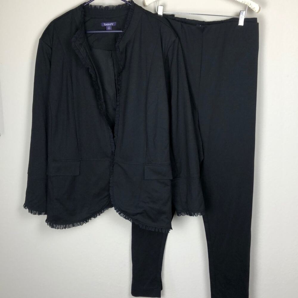 New! Roamans plus ruffle trimmed 2 piece suit women's 34W